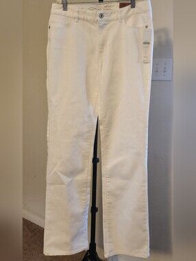 Boot Cut White Jeans with Front Slit — Women